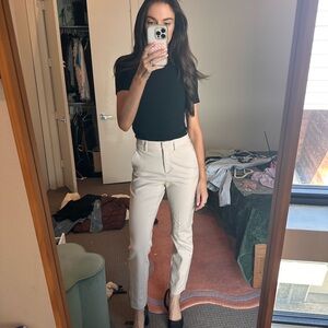 H&M Beige High-Rise Straight Trousers